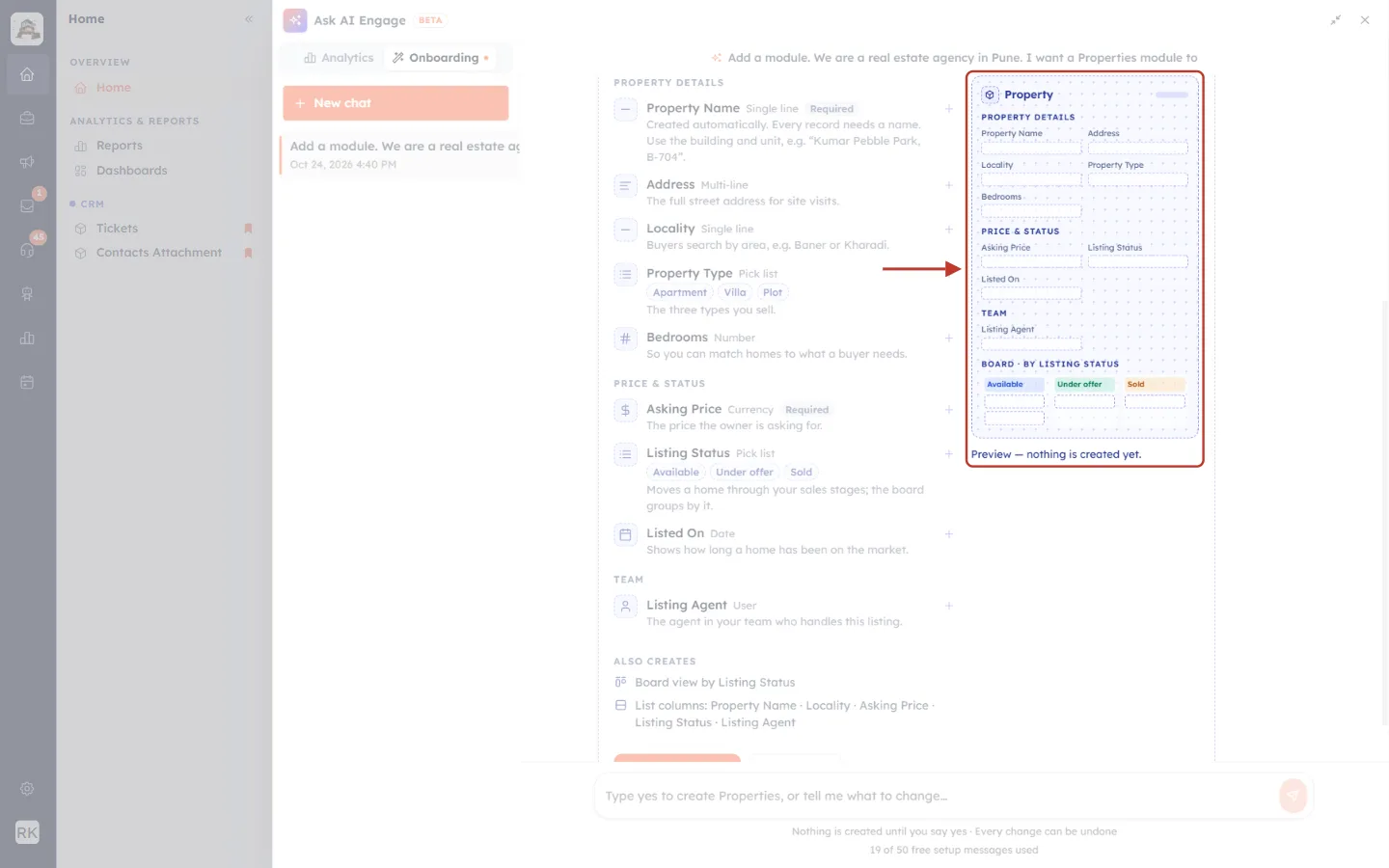 The record preview on the right of the card highlighted