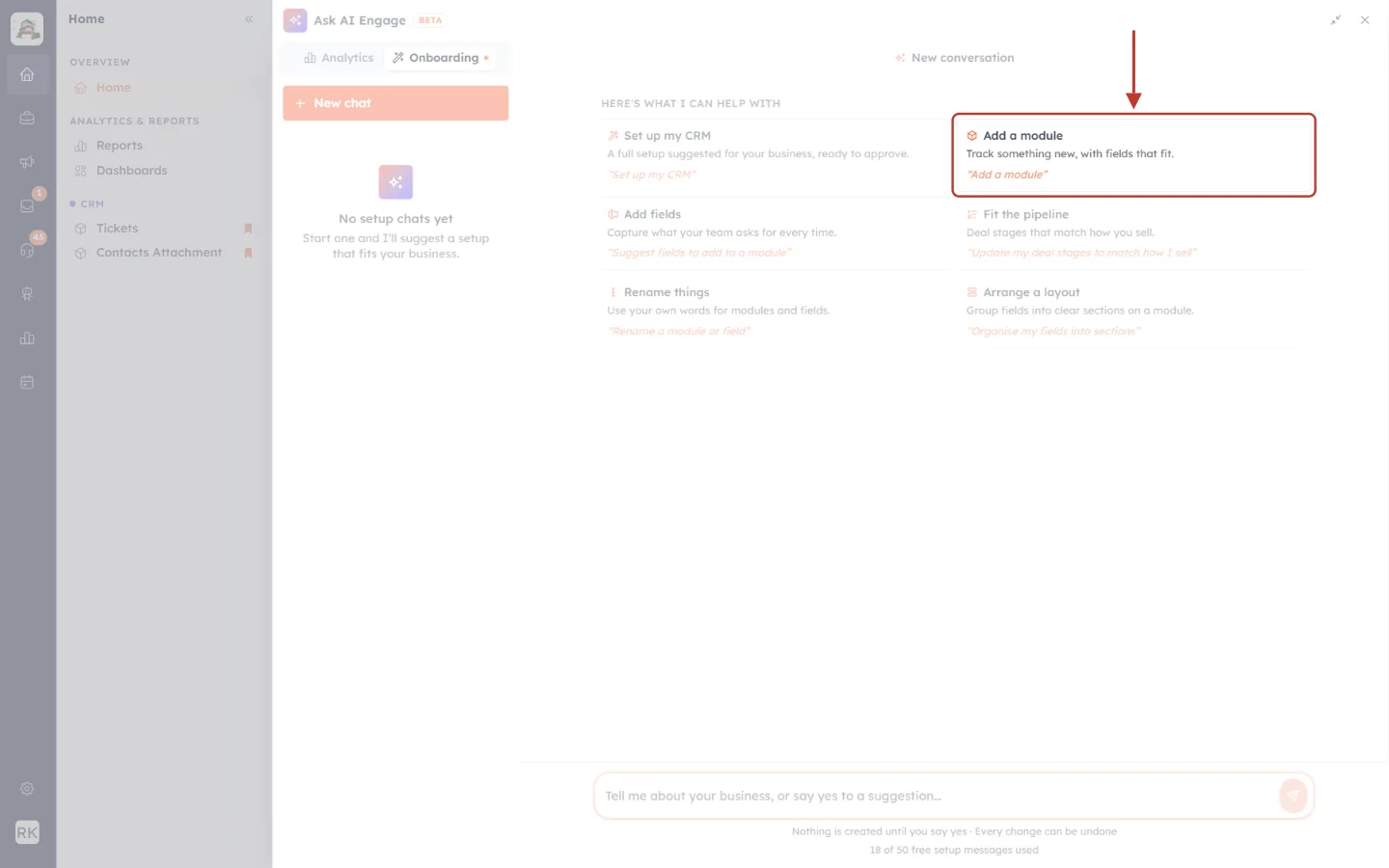 The Add a module starter highlighted