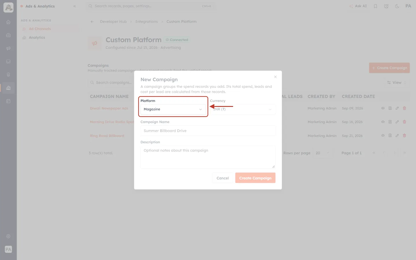 The new platform selected
