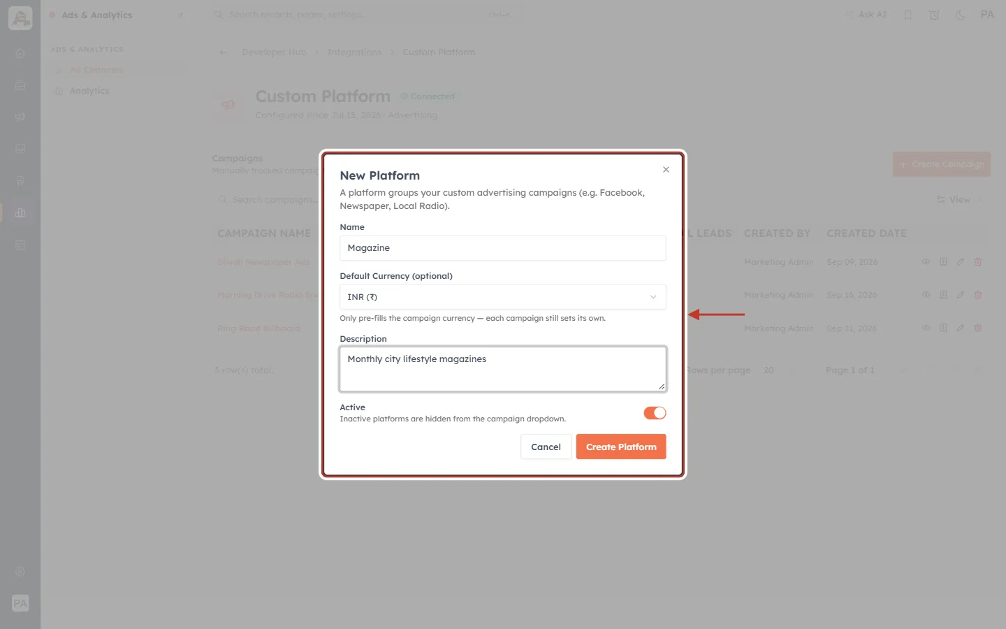 A new platform filled in