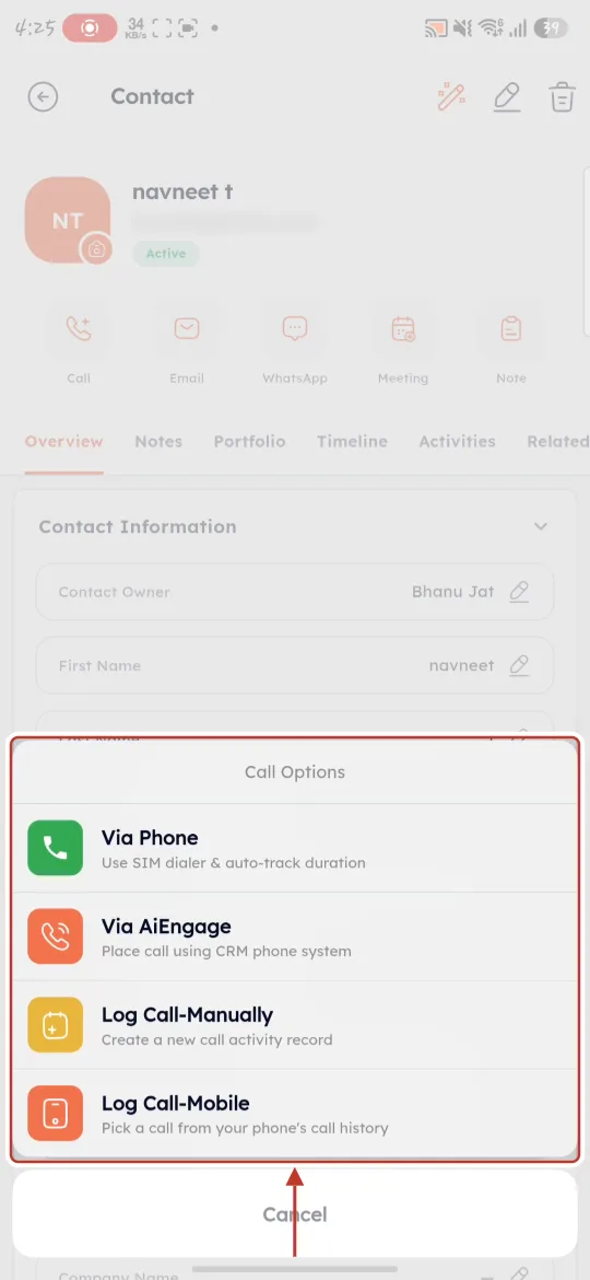 The Call Options sheet