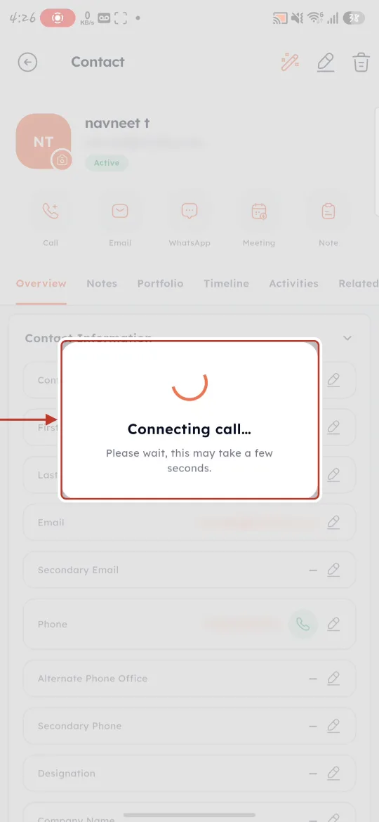 Connecting call