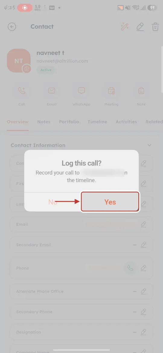 The Yes button