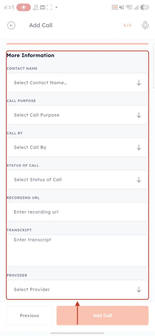 More Information fields