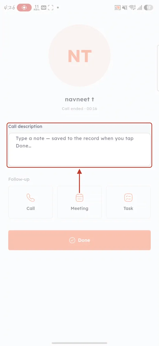 Call description box