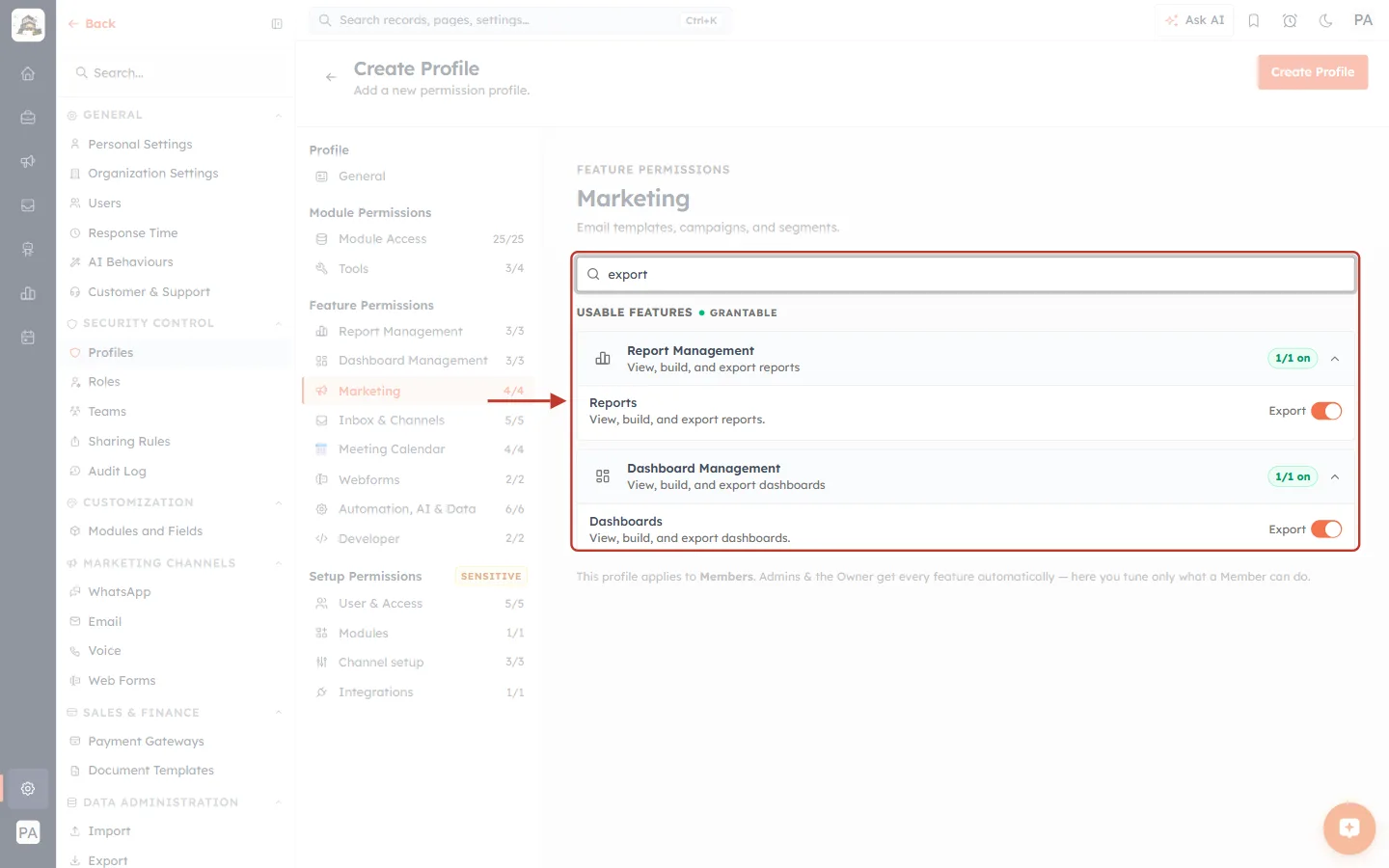 Searching all permissions