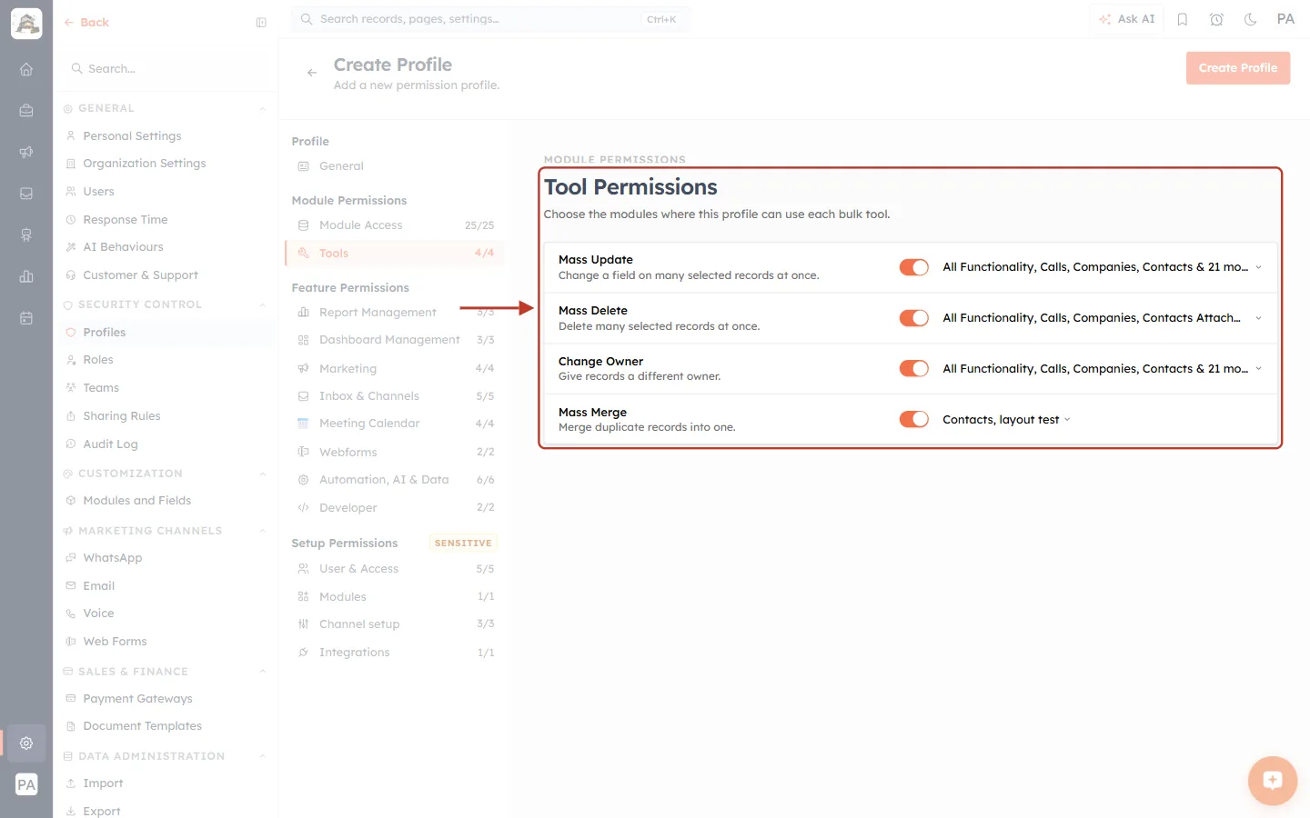 The Tool Permissions section