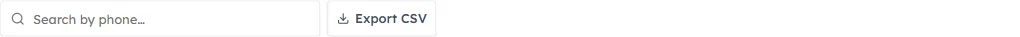 The submissions toolbar with a phone search box and the Export CSV button