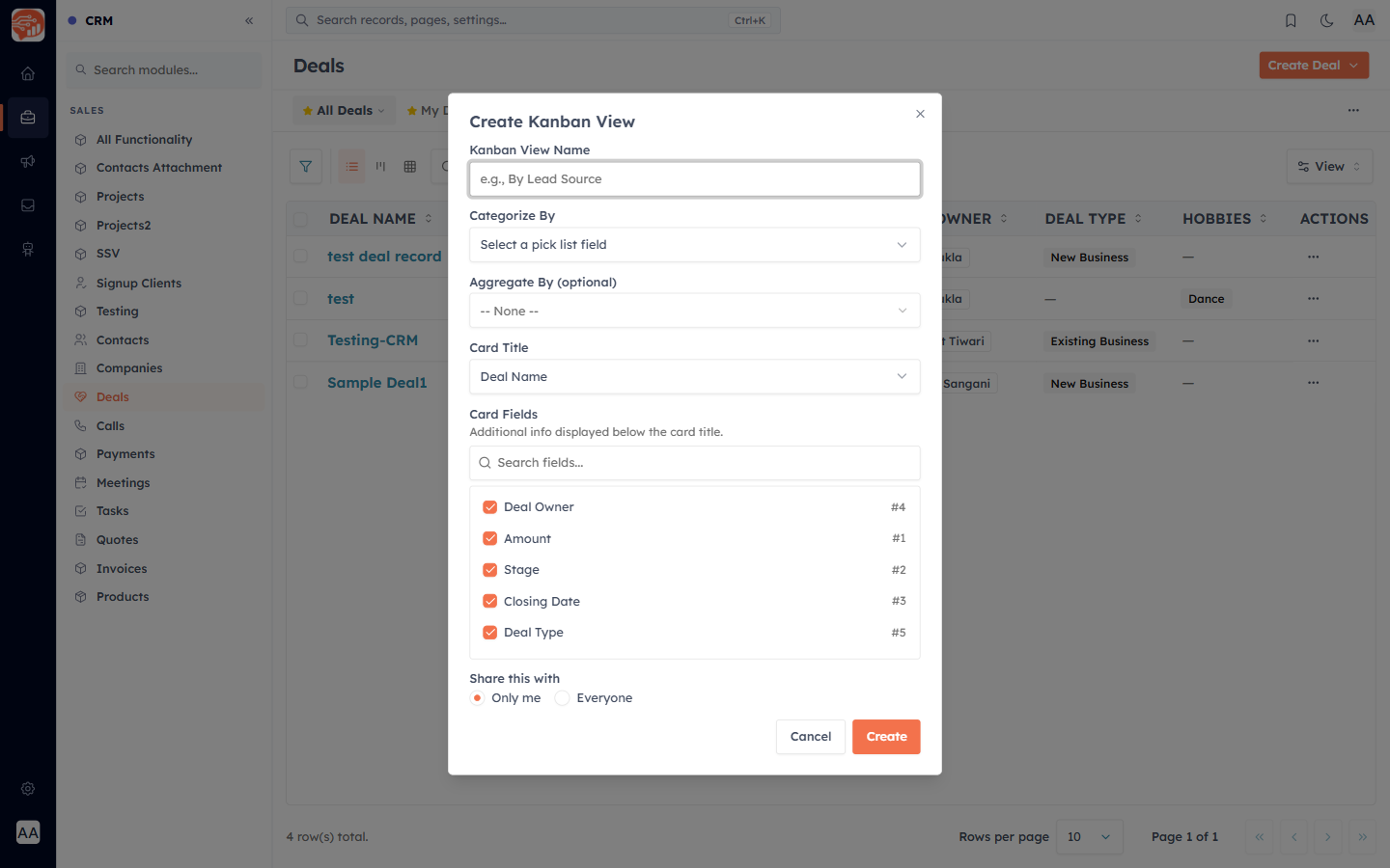 Creating a Kanban view categorized by Stage