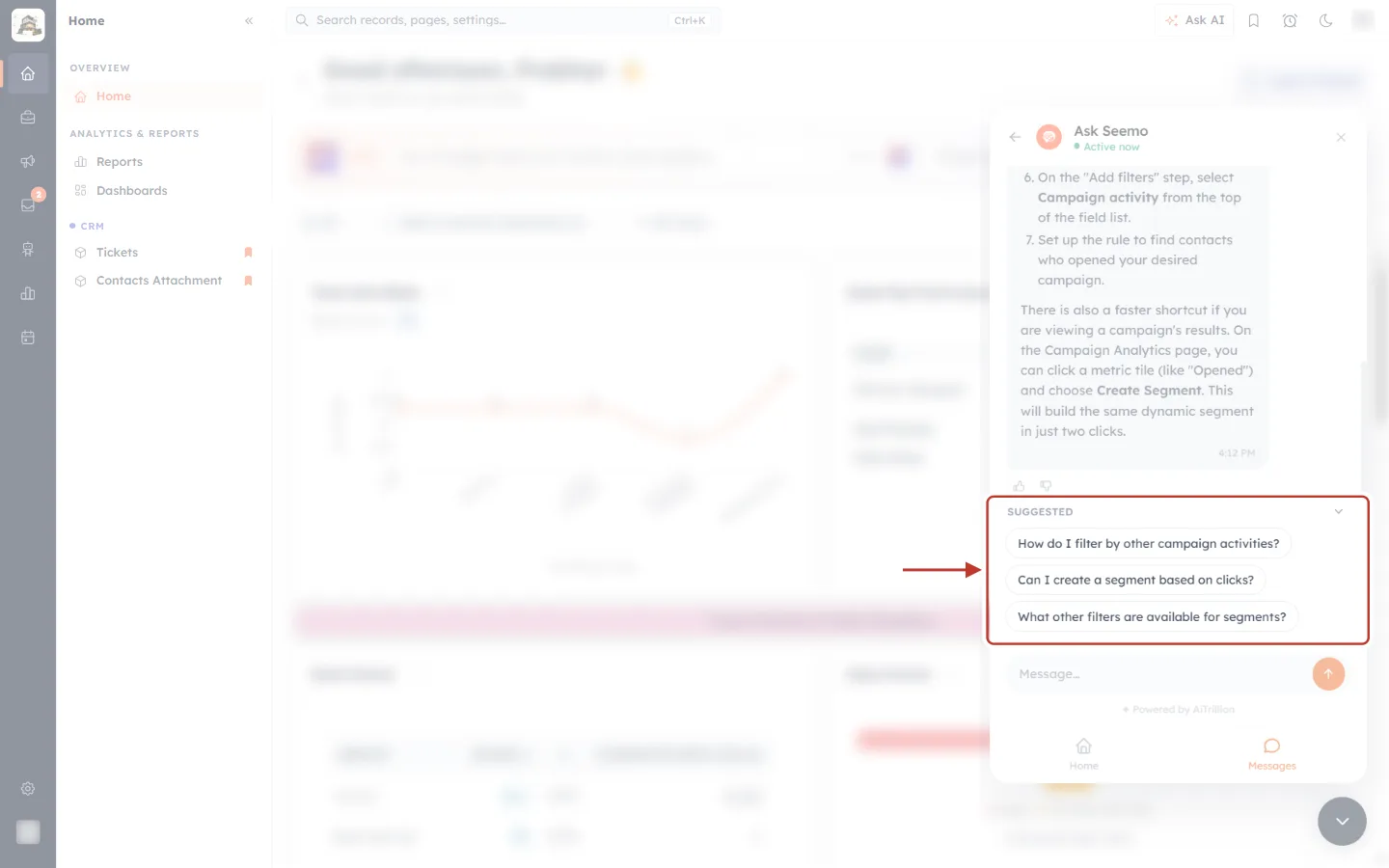 Follow-up suggested questions after a Seemo answer