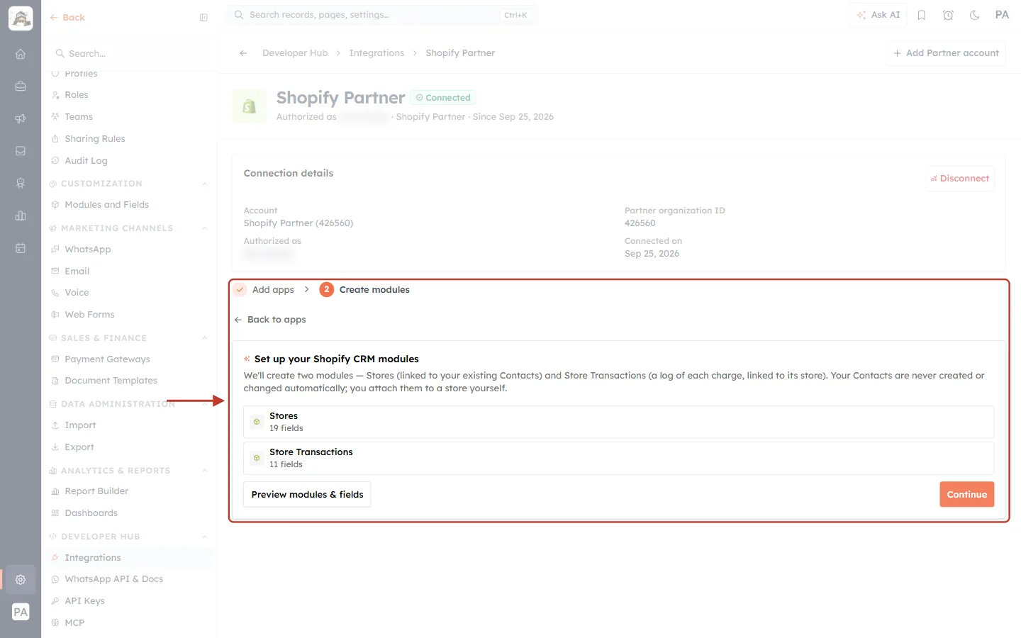 Step 2 Set up your Shopify CRM modules