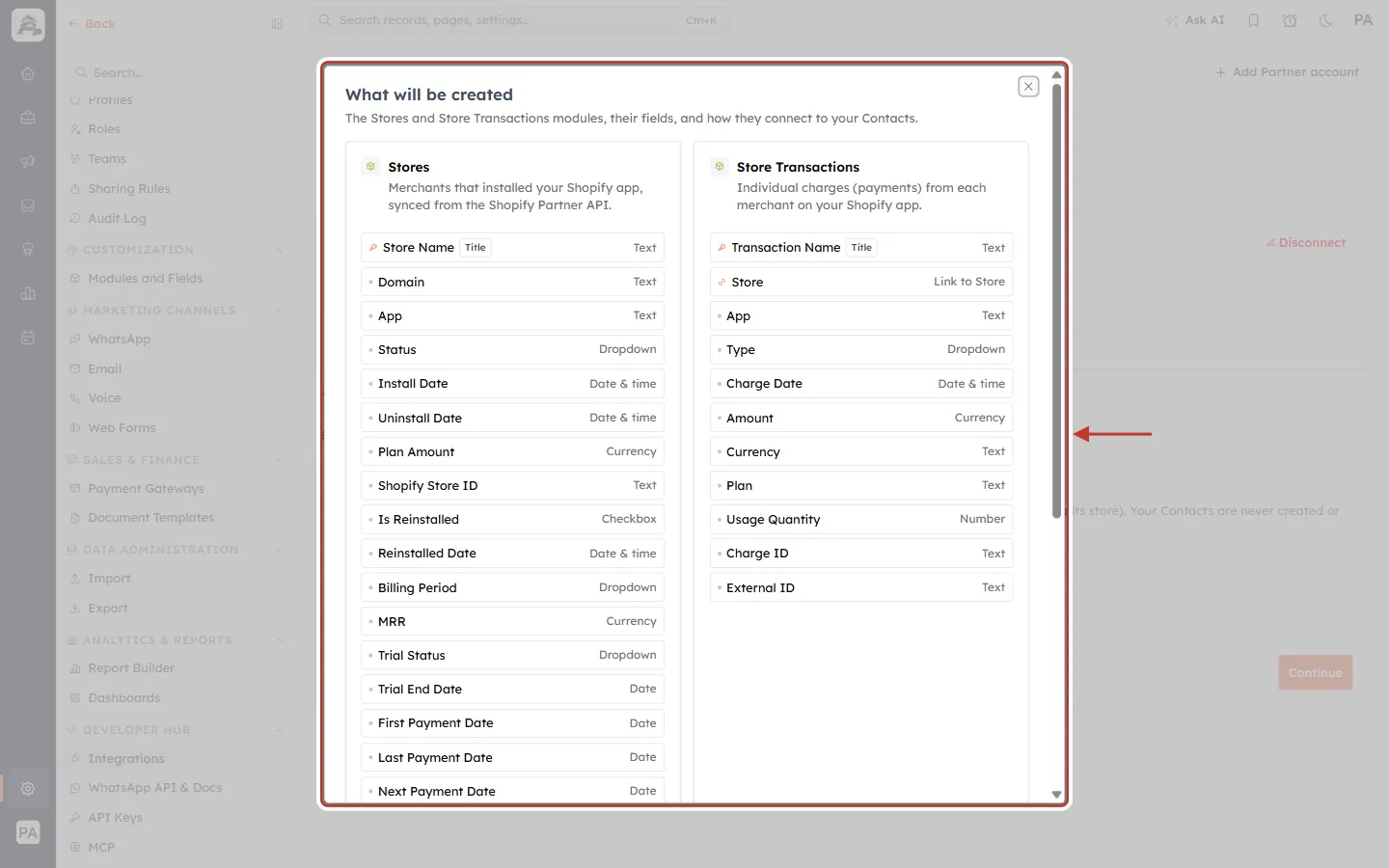 What will be created: fields of both modules