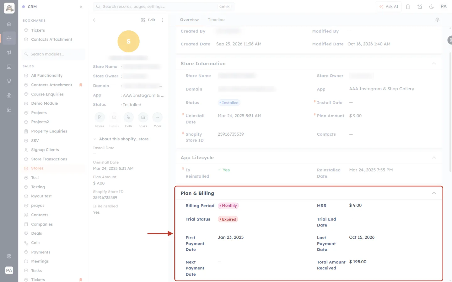 The Plan & Billing section