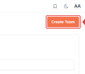Save button on the Create Team form