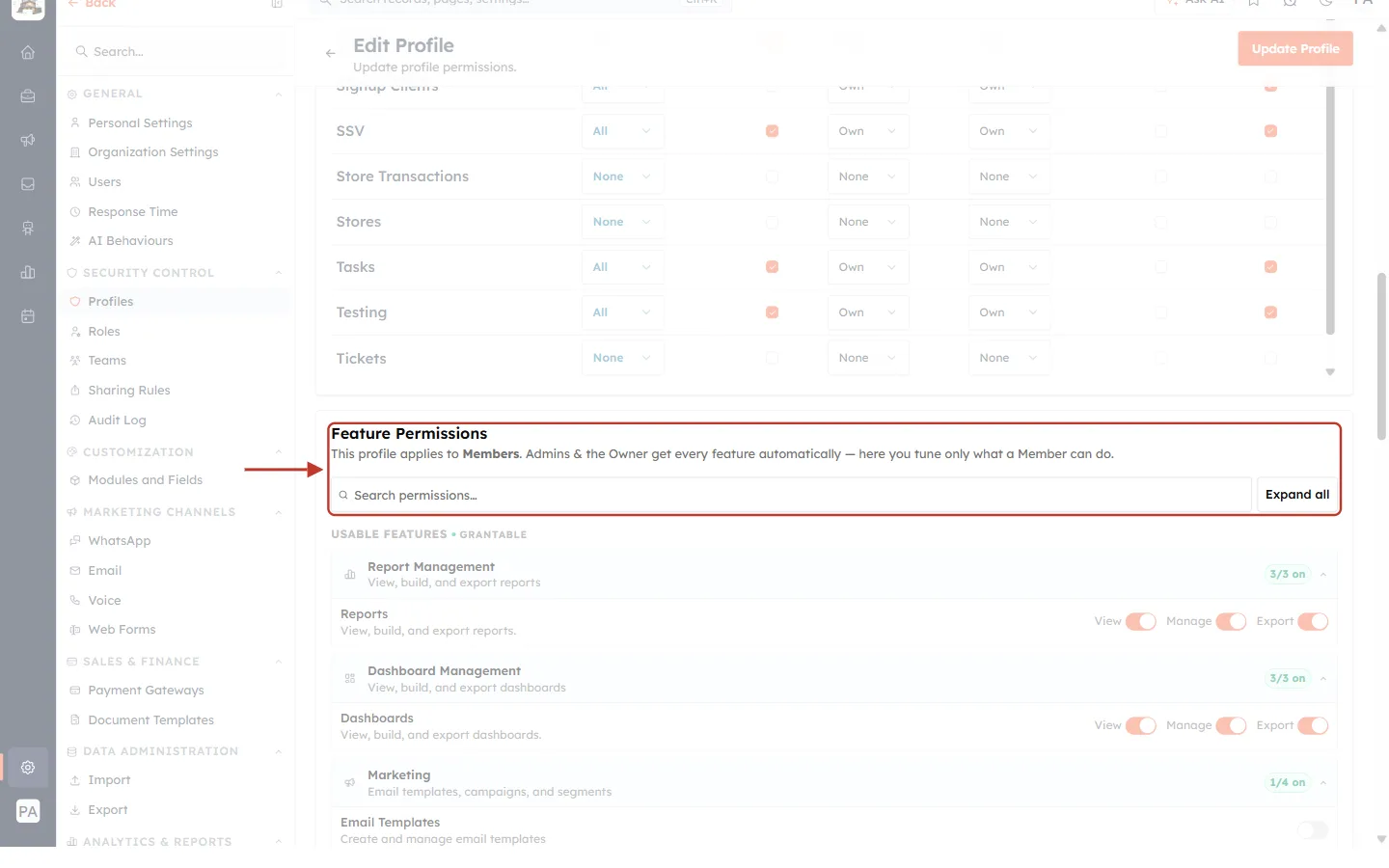 Feature Permissions