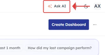 The Ask AI button in the CRM top bar