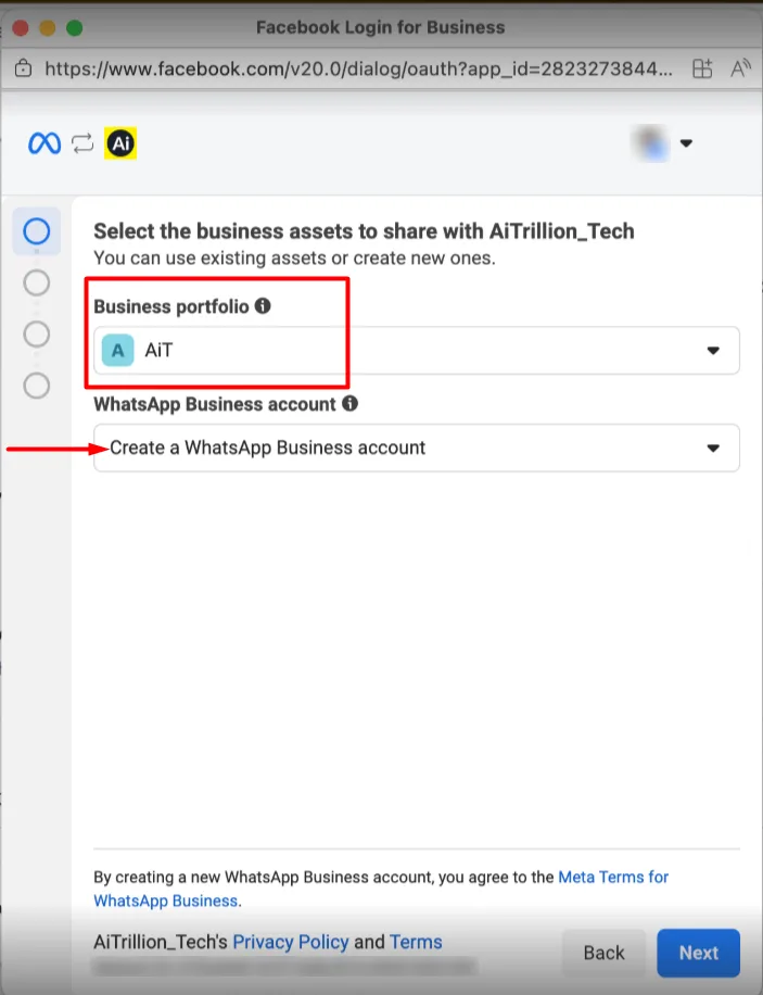 Step 2 — Start the Meta signup