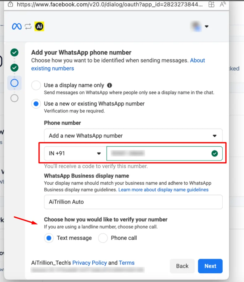 Step 2 — Start the Meta signup