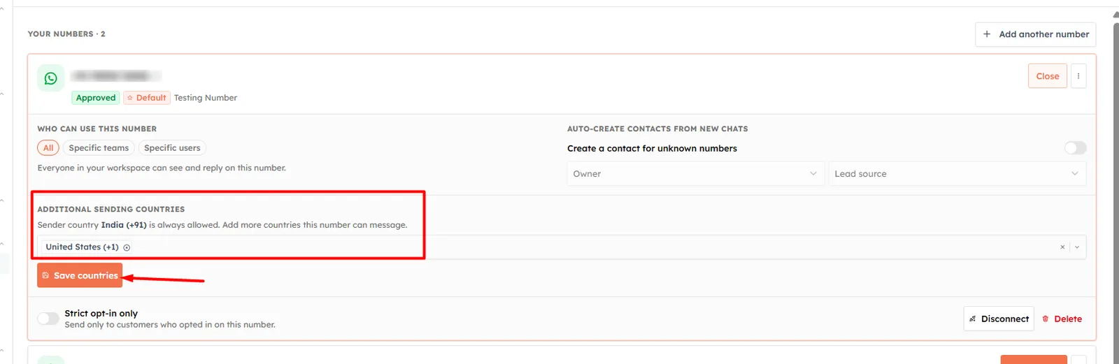 Step 4 — Configure your WhatsApp sender