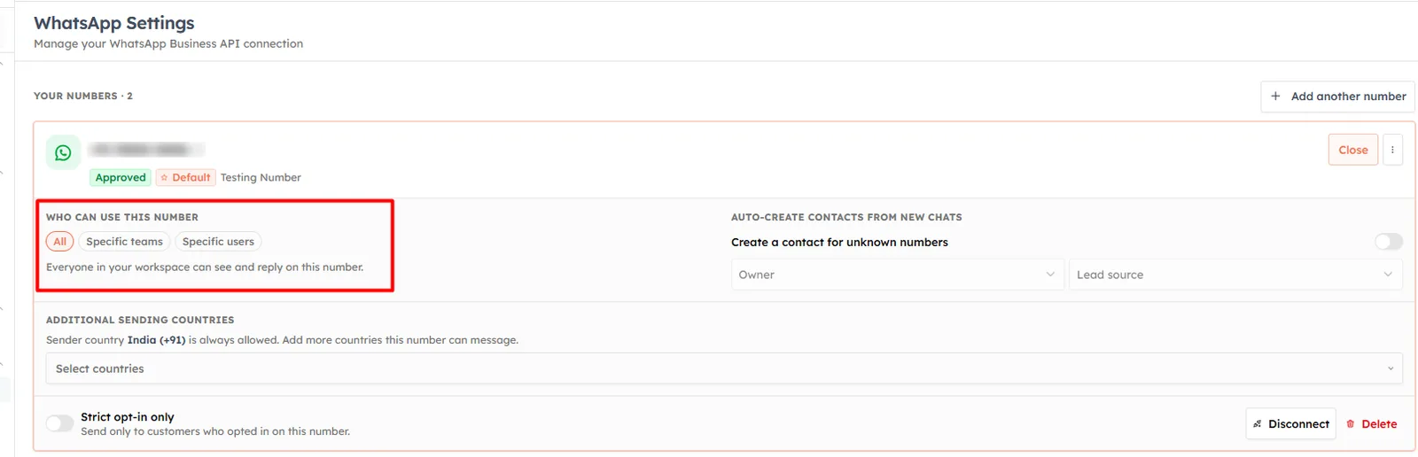 Step 4 — Configure your WhatsApp sender