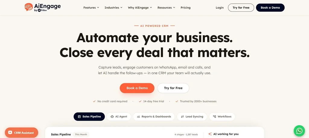AiEngage CRM as a Zoho alternative