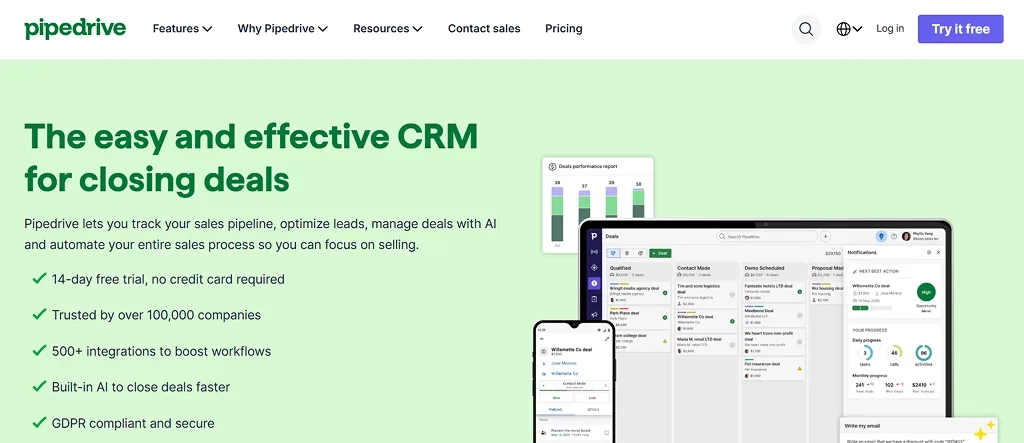 Pipedrive sales pipeline CRM