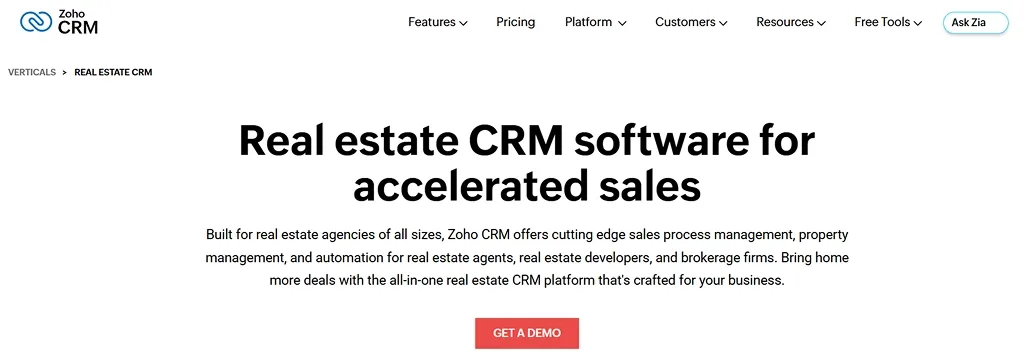 Zoho CRM real estate workflows