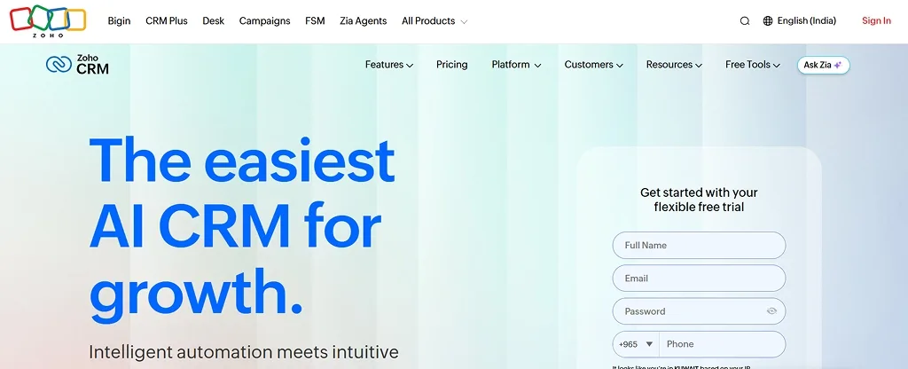 Zoho CRM software for small business
